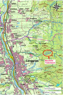 Lageplan der Maßnahmen am Tratenbach