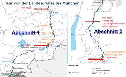 Übersichtskarte Übersichtskarte von Sylvensteinspeicher bis Bad Tölz inklusive Standorte der Geschiebeeinbringunge 
