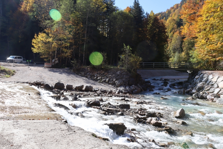 Zusammenfluss der Partnach und des Ferchenbaches unterhalb des Wildholzrechens