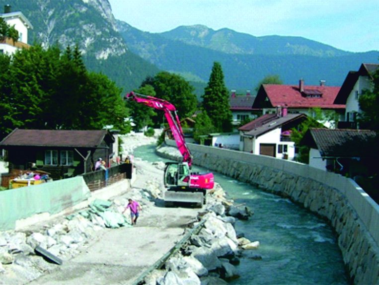 Wasserhaltung während der Bauphase in der Partnach