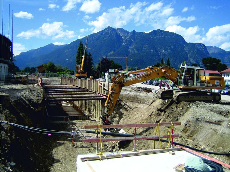 Baugrubenverbau im Bereich des Skistadions