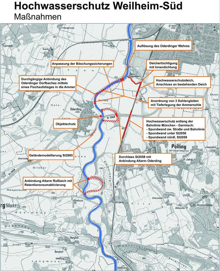 Bild Maßnahmenüberblick Hochwasserschutz Weilheim - Süd