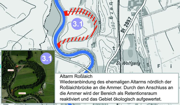 Bild Schaffung von zusätzlichen Retentionsraum durch die Anbindung eines ehemaligen Altarms nördlich der Roßlaichbrücke