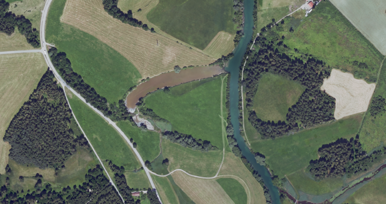 Luftbild der Loisach, Fkm 20,5, von 2024