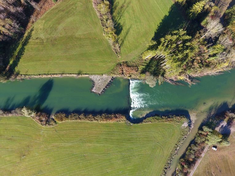 Drohnenaufnahme des Wasserwirtschaftsamt Weilheim im Oktober 2022 Drohnenaufnahme des Wasserwirtschaftsamt Weilheim im Oktober 2022
