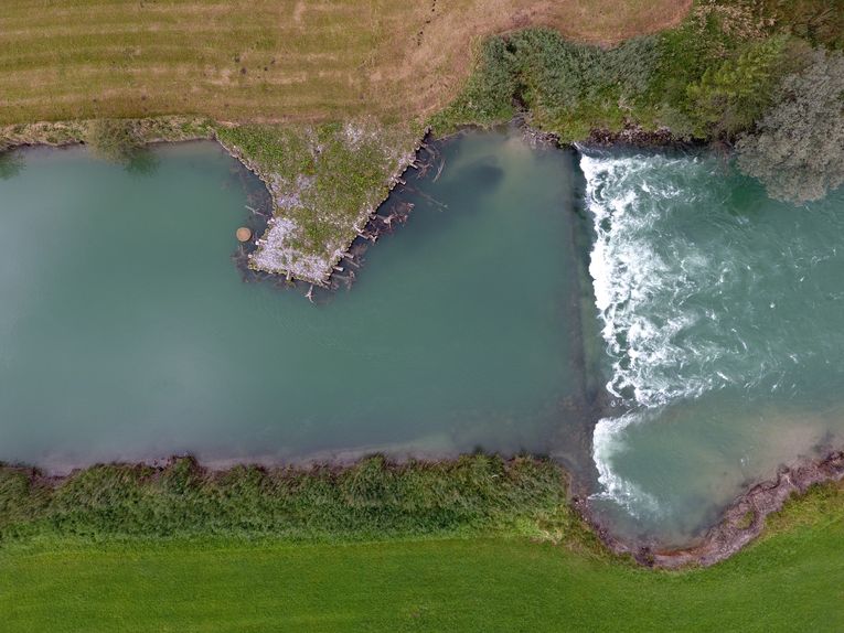 Drohnenaufnahme des Wasserwirtschaftsamt Weilheim im August 2023 Drohnenaufnahme des Wasserwirtschaftsamt Weilheim im August 2023