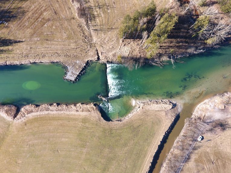 Drohnenaufnahme des Wasserwirtschaftsamt Weilheim im Februar 2025 Drohnenaufnahme des Wasserwirtschaftsamt Weilheim im Februar 2025