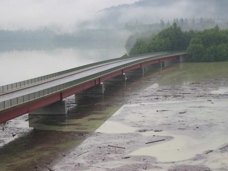 Sylvensteinspeicher - Faller Klammbrücke mit Treibgut